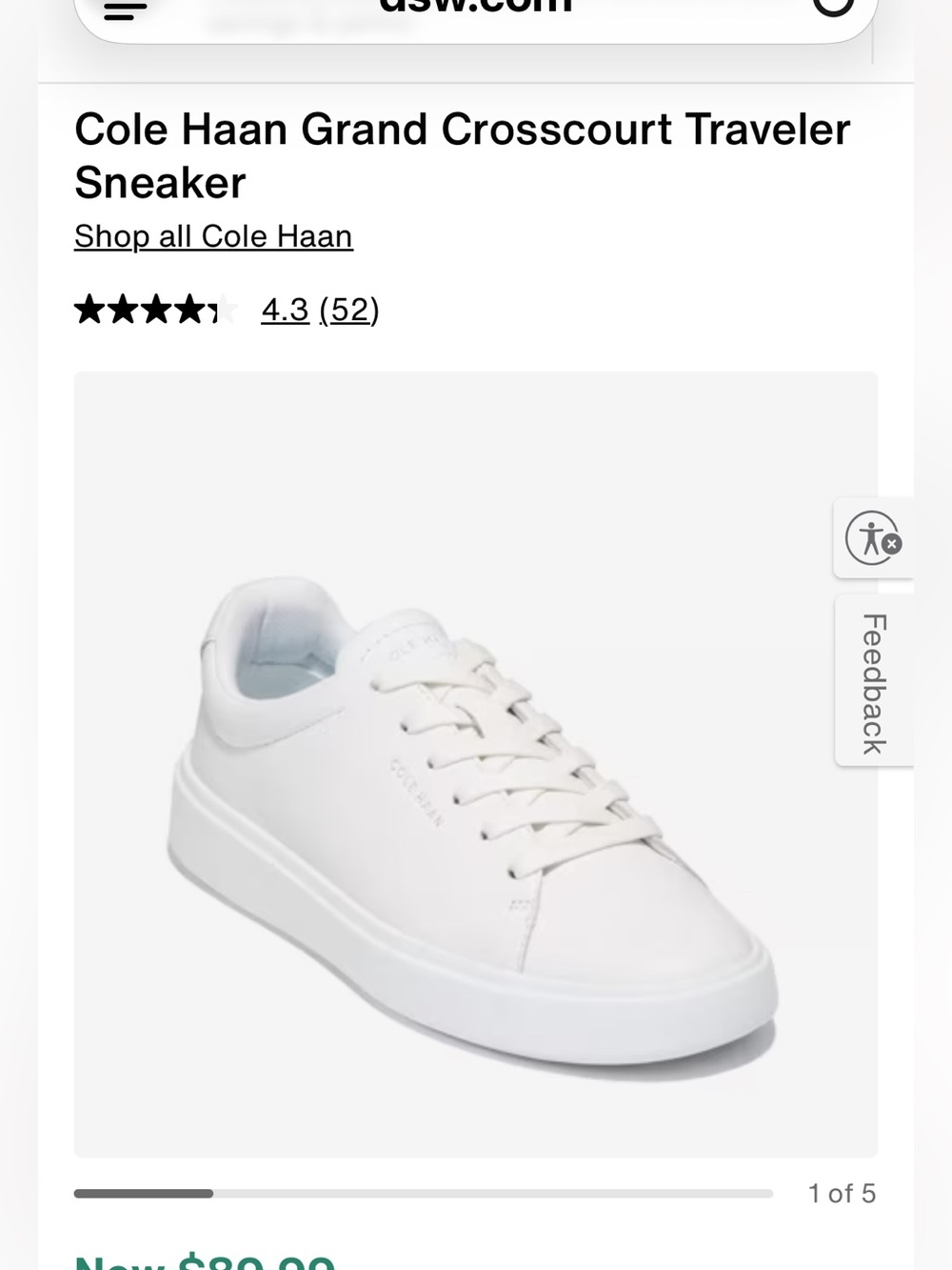 Cole Haan White Grand Crosscourt Traveler Sneaker
